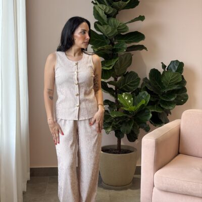 Blusa tipo chaqueta terracota combinada