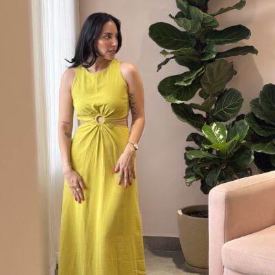 Vestido con argolla y tira color pistacho