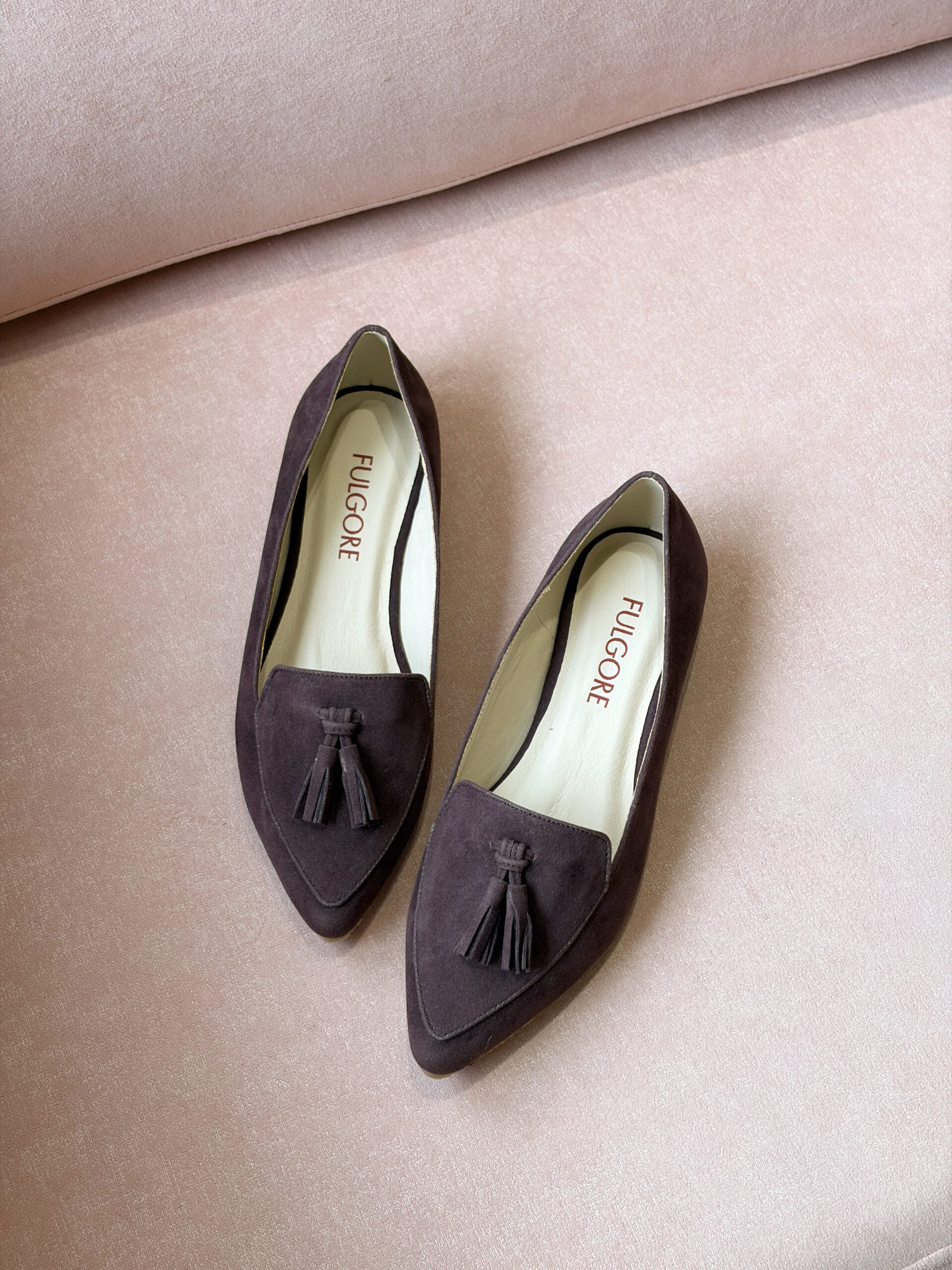 Zapatos punta mocasín con campana café oscuro