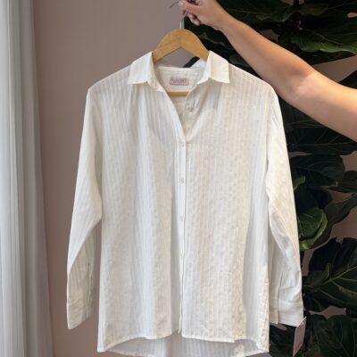 Camisero oversize sin bolsillo color blanco con brillo