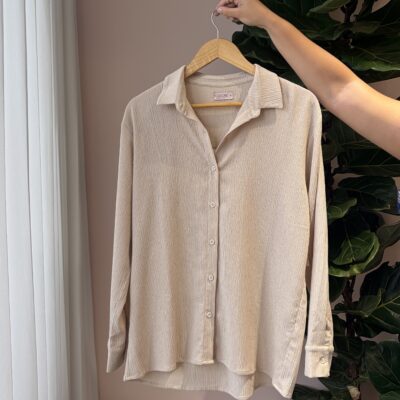 Camisero oversize textura color camel